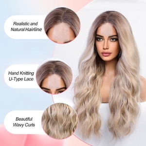 Nueva peluca para mujeres europeas y americanas, cubierta de cabeza de encaje frontal, cabello rizado largo dividido medio pequeño, <span class=keywords><strong>pelucas</strong></span> - Product Image 2