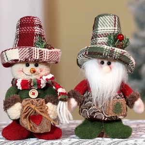 Adorno Navideño Clásico de Santa Claus y Muñeco de Nieve, Decoración Colgante para Árbol de Poliéster Resistente, Figura Decorativa de Colores Rojo y Verde - Product Image 1