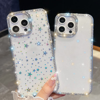 Coque de téléphone super scintillante style Ins avec imprimé étoiles, en TPU souple, anti-rayures, antichoc, protection adaptée aux femmes