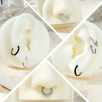 Toposh 925 argent Rock CZ Cartilage Tragus Daith anneau de nez cerceau Piercing boucle d'oreille bijoux