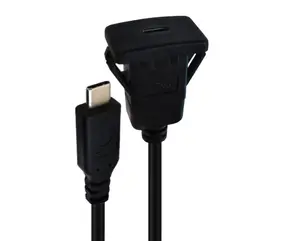 USB3.1 c型公对母辅助嵌入式面板安装加长电缆，用于汽车卡车船摩托车仪表板电缆