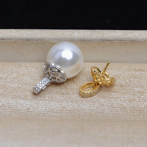 S925 Silver Wrapped Hat Pendant Female DIY Pearl 9-10 Accessories Gemstone JG5216 Head Concealer Pendant with Empty <b>Holder</b> - Product Image 2