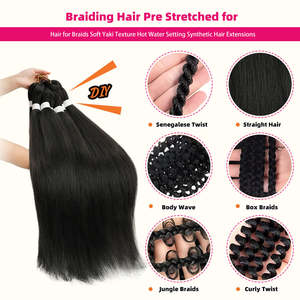 Pre-Stretched Yaki Straight Synthetic High Temperature Fiber <b>Braiding</b> Extensions Lightweight Easy Install Vibrant <b>Colors</b> Long - Product Image 3