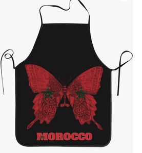 Promoción de Fábrica: Delantales de Cocina con Diseño de Corazón Marroquí y Bandera de Marruecos, Delantal Ajustable Unisex - Product Image 5