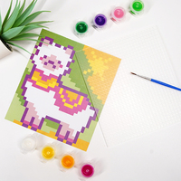 Kit d'apprentissage de la peinture au point de croix avec tableau de dessin en matériau GPPS, peinture acrylique 8 couleurs et 1 pinceau pour enfants de 3 ans et plus