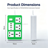 Stop Kontak Universal Grosir 4 Soket AC 3 USB 1 Type-C Dapat Dipasang di Dinding Soket Ekstensi Multi Colokan untuk Rumah Kantor Perjalanan