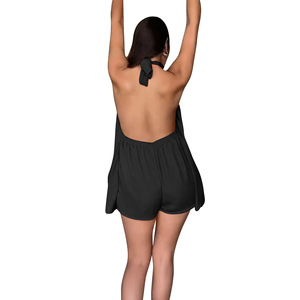 Nouvelle Arrivée Combinaison Courte Décontractée pour Femme, Couleur Unie, Sans Bretelles, Sans Manches, Dos Nu, Style Halter, Tendance - Product Image 6