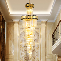 Grand lustre moderne de luxe en cristal haut de gamme pour villa, loft, escaliers suspendus, spirale, long lustre de plafond d'hôtel pour le hall