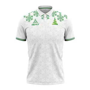 Kaos Polo Sepak Bola Natal Pria, Kaus Polo Poliester Kering Cetak Digital Kustom Promosi untuk Pria