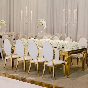 Chaises de salle à manger modernes en acier inoxydable noir doré de luxe, pour fêtes, mariages, événements, hôtels, restaurants, banquets - Product Image 1