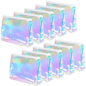 Holographic Small Gift Bag Halloween Bags Clear Iridescent Reusable PVC Plastic Gift holographic Make Up Bag