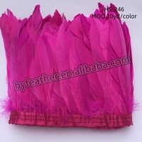 Vente en gros de différentes couleurs teintées 15-20cm garniture de plumes de carnaval frange de garniture d'oie blanche à vendre