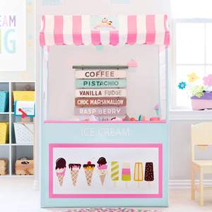 Carretto Gelati Colorato per Bambini - Negozio Portatile a Singolo Livello e Set di 3 Pezzi di Cibo Finto - Product Image 4