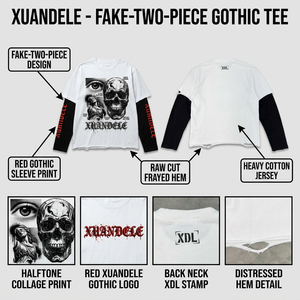 Sweat-shirt surdimensionné personnalisé coupe carrée, col rond, bords bruts, streetwear homme, imprimé DTG motif squelette, haut à double manche - Product Image 3