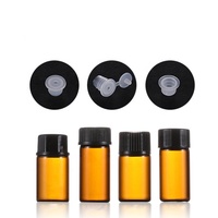 Jual Cepat Botol Kaca Minyak Esensial Amber 1ML 2ML 3ML Botol Kaca dengan Tutup Sekrup Plastik dan Masukkan