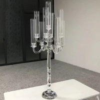 Promo Panas Candelabra Kristal 5 Lengan untuk Pernikahan, Dekorasi Natal, Grosir Tempat Lilin