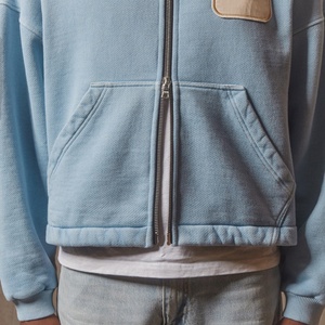 Sweat à capuche personnalisé 100 % coton, zippé, surdimensionné, doublé, imprimé et brodé, résistant aux plis et anti-rétrécissement, pour homme - Product Image 4