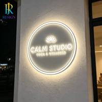Enseigne LED 3D rétroéclairée personnalisée en acier inoxydable et lettres en acrylique, étanche IP65, pour extérieur, logo mural pour entreprise et magasin