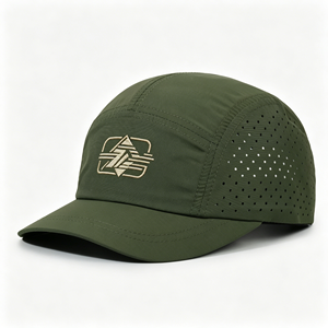 Unstructured 5-Panel Camper Camp <b>Hat</b> <b>Cap</b> in Black Cotton Canvas Custom Logo Stylish for Beach Fishing Outdoor Casual Travel Use - Product Image 1