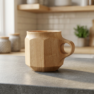Mug en bois naturel fait main, design minimaliste, écologique, pour usage domestique, avec poignée, décoration intérieure, durable, objet de collection, respectueux de l'environnement - Product Image 1