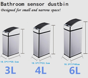 Cestino per Rifiuti con Sensore in Acciaio Inox da 3L, Contenitore Automatico Elettronico Rettangolare con Coperchio a Batteria per <span class=keywords><strong>Bagno</strong></span> - Product Image 3