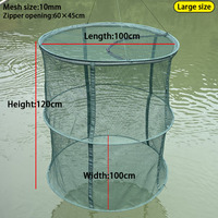 Nasse pliable en nylon pour la pêche, maille de 10 mm, verte, pour accessoires de pêche au crabe en extérieur