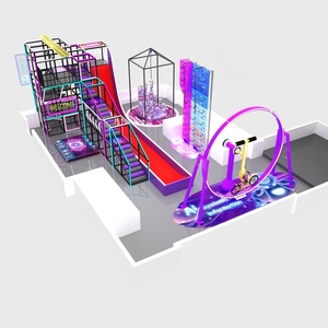 Aire de jeux intérieure commerciale de haute qualité sur le thème cosmique, avec château gonflable, zone de jeux souple et grand toboggan pour enfants - Product Image 3
