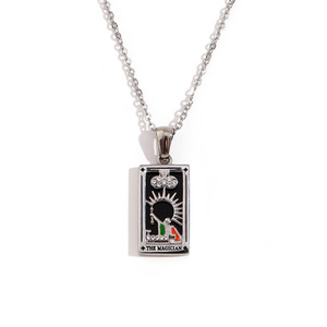 Collier pendentif en acier inoxydable plaqué or 18 carats pour femmes de haute qualité <span class=keywords><strong>carte</strong></span> de Tarot étanche Zircon Style classique hypoallergénique - Product Image 4