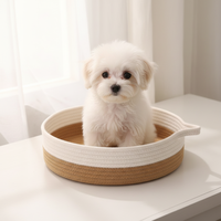 Panier de rangement multifonctionnel en corde de coton tressée moderne, durable, universel quatre saisons, avec poignée, pour lit de chat et nid sécurisé pour animaux de compagnie