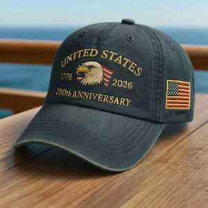 Cappellino da Baseball Ricamato per il 250° Anniversario del 4 Luglio, Design con Aquila e Bandiera in Denim Vintage, Regolabile, Regalo per la Festa dell'Indipendenza - Product Image 4