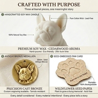 Kit de Regalo Conmemorativo para la Pérdida de Mascotas Pawvita, Vela de Cera de Soya con Medallón de Bulldog Francés, Tarjeta con Huella de Pata Plantable, Set de Regalo de Condolencias para Mascotas