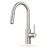 Robinet de cuisine moderne en acier inoxydable 304 nickel brossé à douchette extractible à double fonction et levier latéral, vente en gros