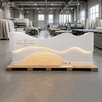 Réception de cabinet dentaire personnalisée avec LED, bureau d'accueil de luxe pour clinique de beauté, comptoir de réception moderne et élégant en Corian blanc pour salon
