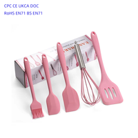 Lot de 5 spatules de cuisine en silicone personnalisables avec logo, OEM/ODM, faciles à nettoyer, réutilisables, pour la pâtisserie, avec emballage à marque privée