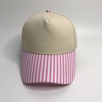 Casquette de baseball à 5 panneaux bicolore avec visière rayée, protection solaire SPF 50+, logo personnalisé, casquette de sport pour femme, casquette d'été avec protection solaire
