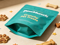 Sachet refermable à fermeture éclair en PE de qualité alimentaire, 60g, marque privée, pour friandises pour chiens et chats, emballage écologique pour friandises pour animaux de compagnie