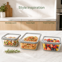 Boîte à lunch en verre borosilicate sans BPA, résistante aux micro-ondes, avec couvercles anti-fuite, empilable, résistante à la chaleur, pour les nouveau-nés et l'école