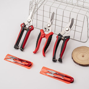 Juego de tijeras de podar de 3 piezas, de acero al carbono con mango rojo, para jardinería, árboles frutales y huertos. - Product Image 3