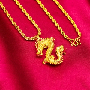 <span class=keywords><strong>Collana</strong></span> di rame placcata <span class=keywords><strong>oro</strong></span> giallo alla moda con motivo a catena girocollo di moda da uomo con motivo animale regalo - Product Image 4