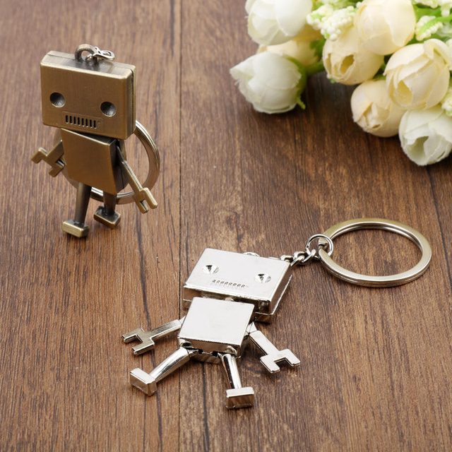 Creative Mini cartoon Cute Movable Fashion Figure Alloy Metal Robot Keychain Keyring Promotional Gift
