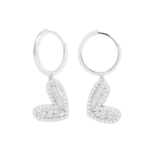 E4819 Orecchini a cuore con diamanti in oro bianco per donna, lussuosi da indossare tutti i giorni, diamanti naturali di colore D - Product Image 1