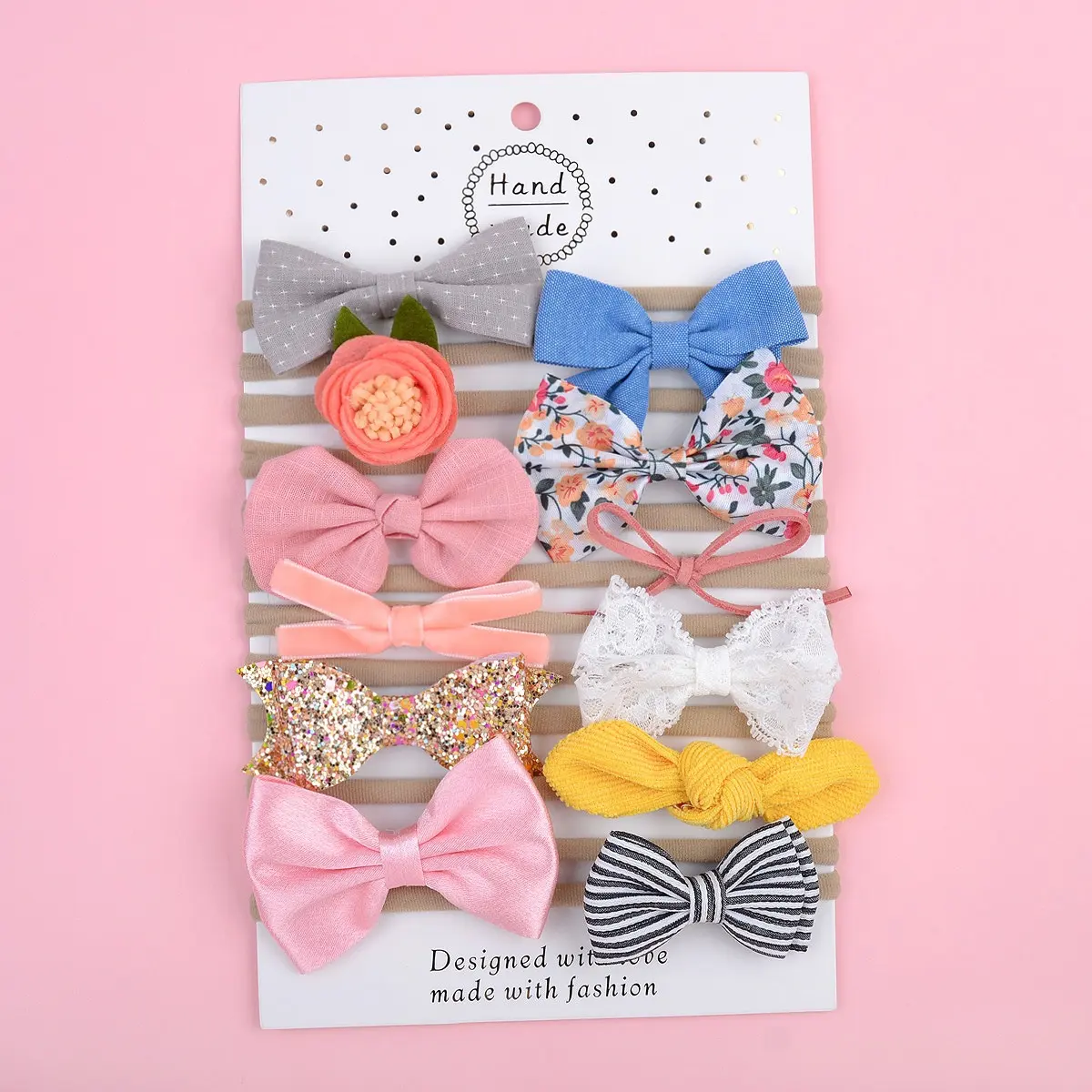 Hairband For Baby Girl Kids Hair Accessories Baby Bow 12 Styles Children's Nylon Elastic Headband Set Flower Baby Hairband For Girl