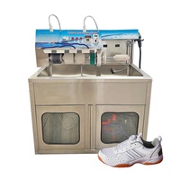 Machine de nettoyage et de polissage de chaussures multifonctionnelle de type le plus récent, lave-chaussures à 6 brosses avec armoire UV