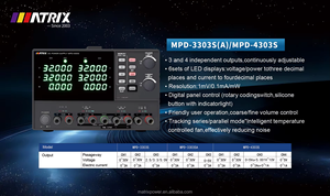 Alimentation linéaire programmable de haute précision industrielle à trois canaux MATRIX série MPD 30V 3A 195W, entrée AC - Product Image 3