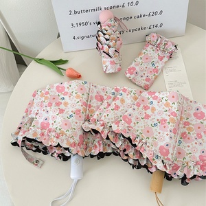 Ombrello in Stile Coreano per Donne, Doppio Uso Sole/Pioggia, Pieghevole, Protezione UV, Stile Principessa, Automatico - Product Image 3