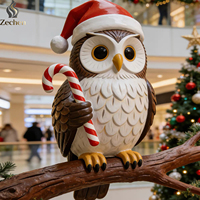 Maßgefertigte Glasfaser-Weihnachtsskulpturen Zuckerstange Weihnachtsmann Eule Schneemann Ornamente für Platz- und Einkaufszentrum-Dekoration