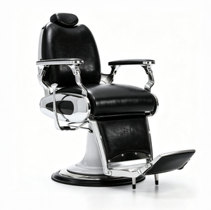 Sillón de Barbería Moderno de Cuero Sintético, Hidráulico, Altura Ajustable, Reposapiés Reclinable, Mueble Industrial para Salón - Product Image 1