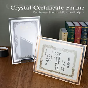 Lüks A4 altın akrilik Diploma ekran üst sınıf kristal gümüş Diploma sertifika çerçeve