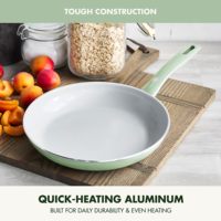 Poêle à frire blanche antiadhésive avec revêtement céramique, idéale pour les œufs et les omelettes, compatible lave-vaisselle et four, avec poignée en silicone anti-chaleur, disponible en OEM