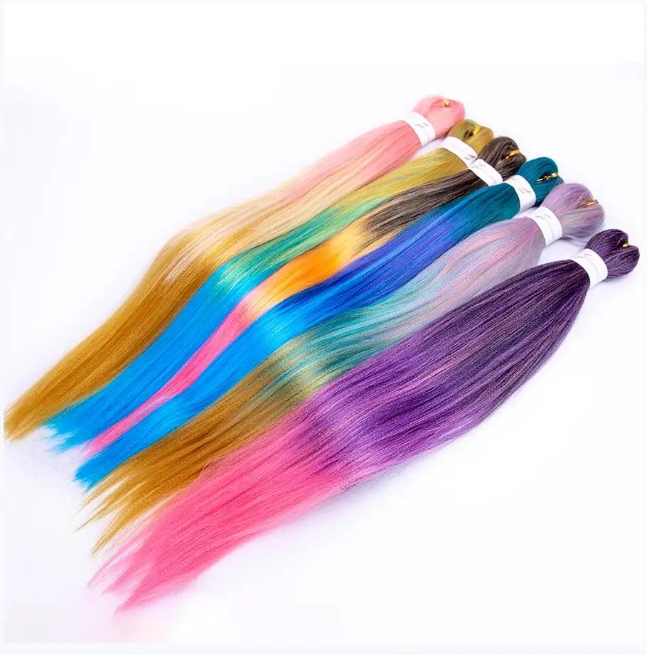 Baja temperatura Ombre fibra fácil trenza cabello EZ trenzas extensión del cabello expresión sintética preestirada Yaki trenzado cabello